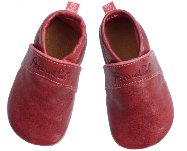 Anna und Paul Krabbelschuhe uni rubinrot