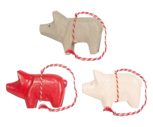 Maileg Wooden pig ornament assorted